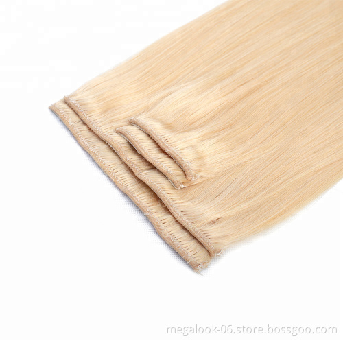 40 Inch Virgin Double Drawn Seamless Human Blonde Clip In Brazilian Human Hair Extension